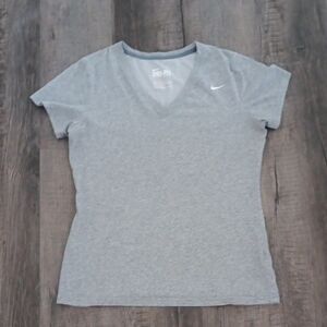 Nike Women's Grey Dri-FIT V-Neck Performance Tee